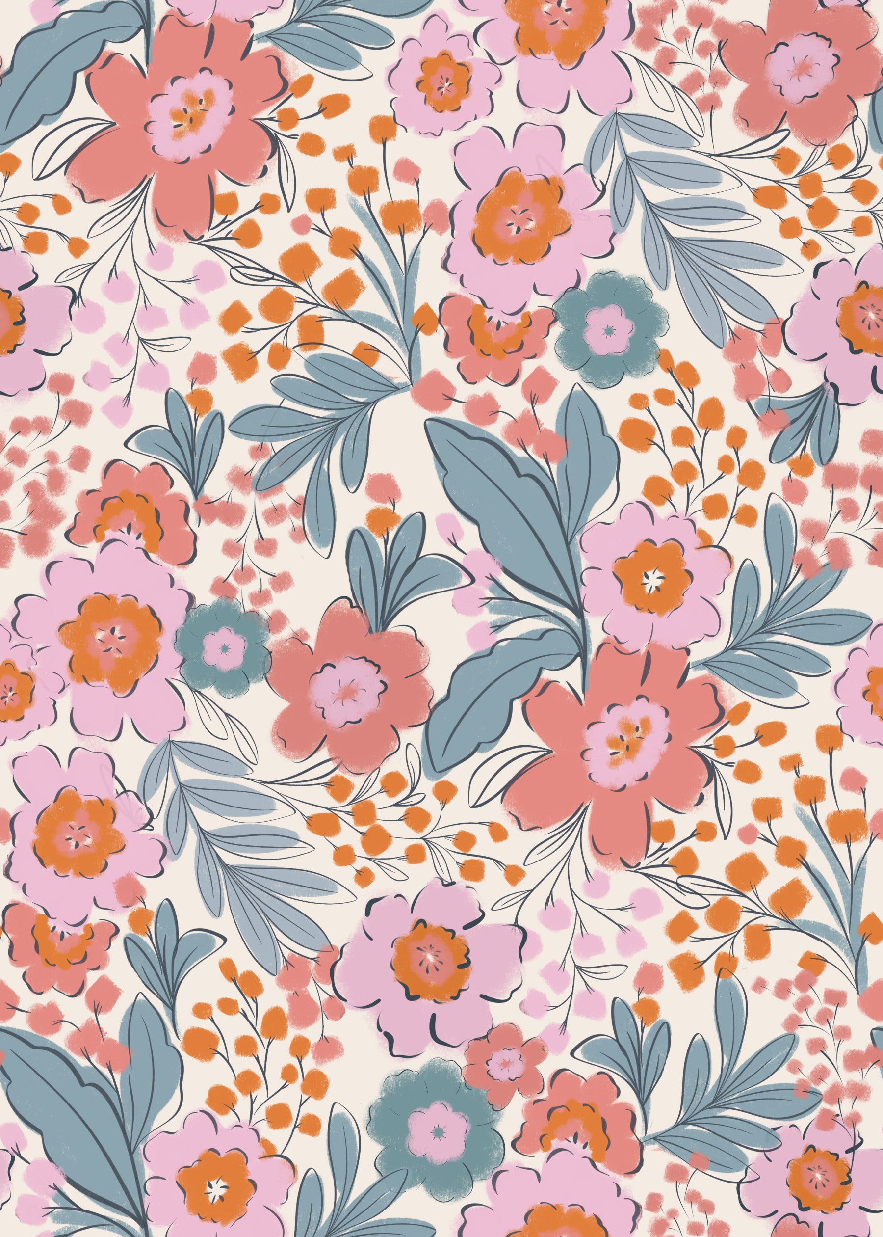 Painterly Blooms Wallpaper⁠