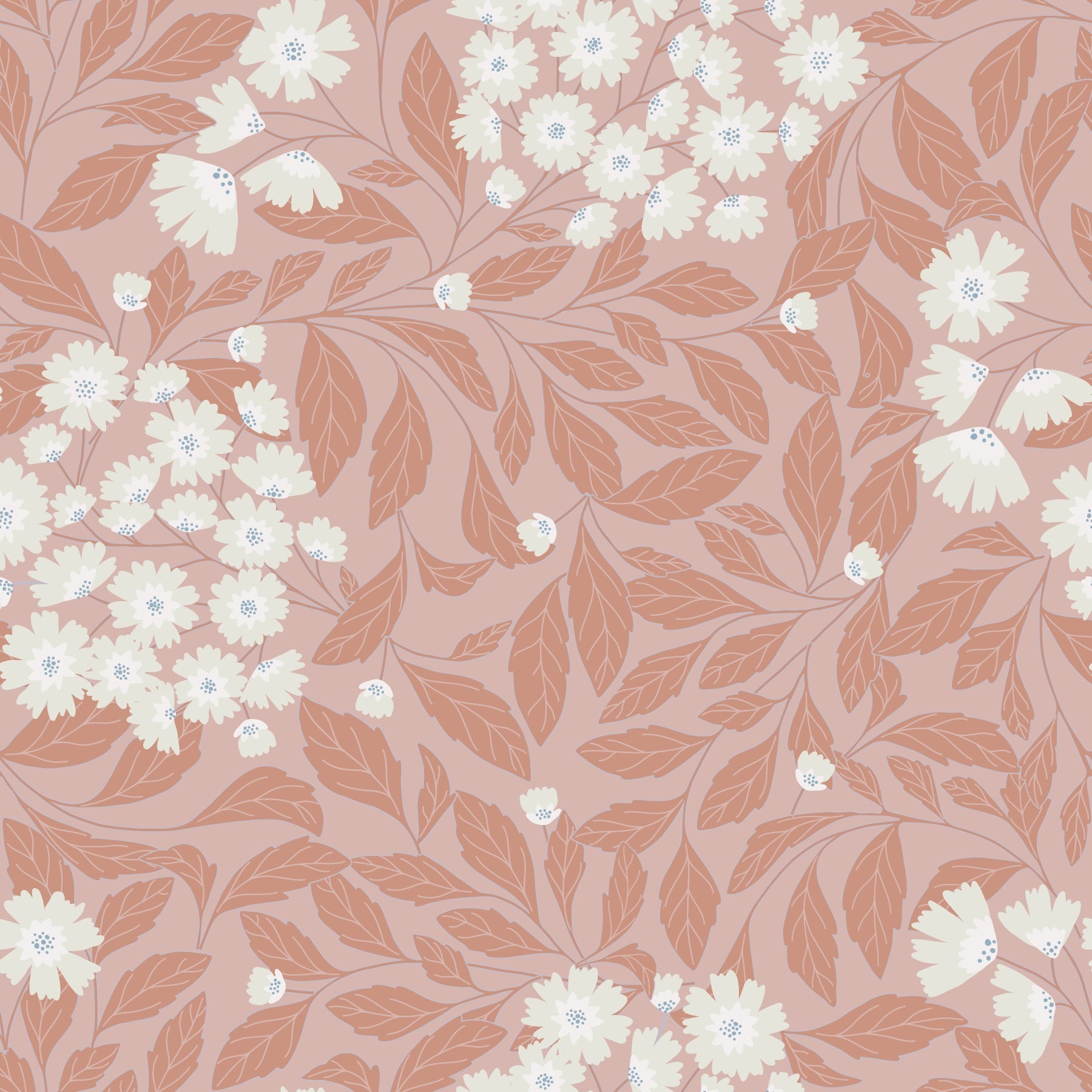 Earthy Petals Wallpaper in a modern nursery with a light wood crib.