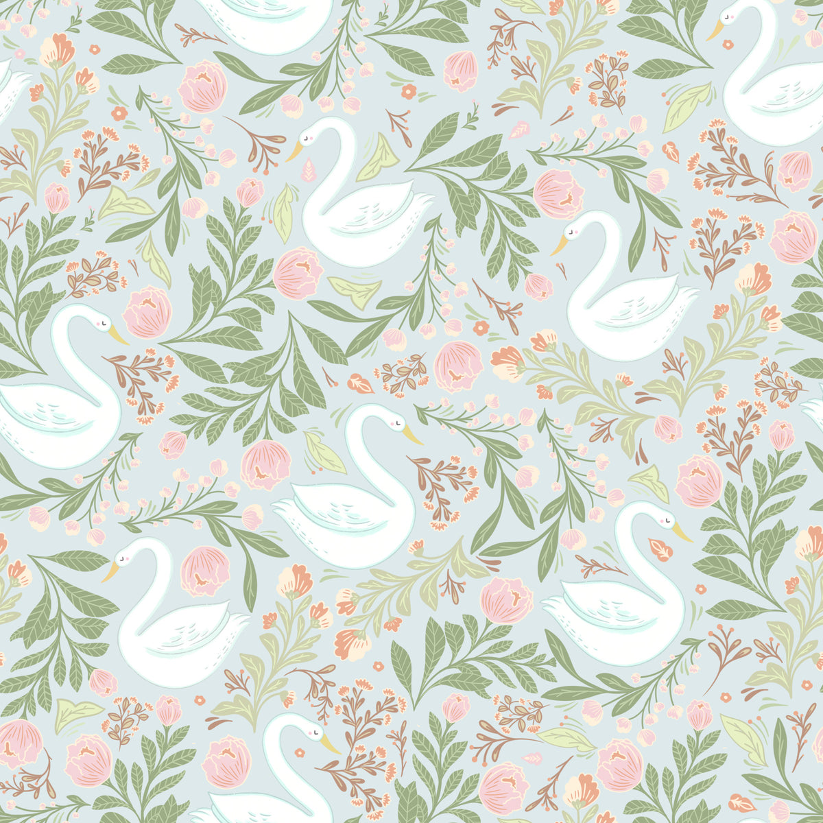 Floral Swan Lake Wallpaper⁠