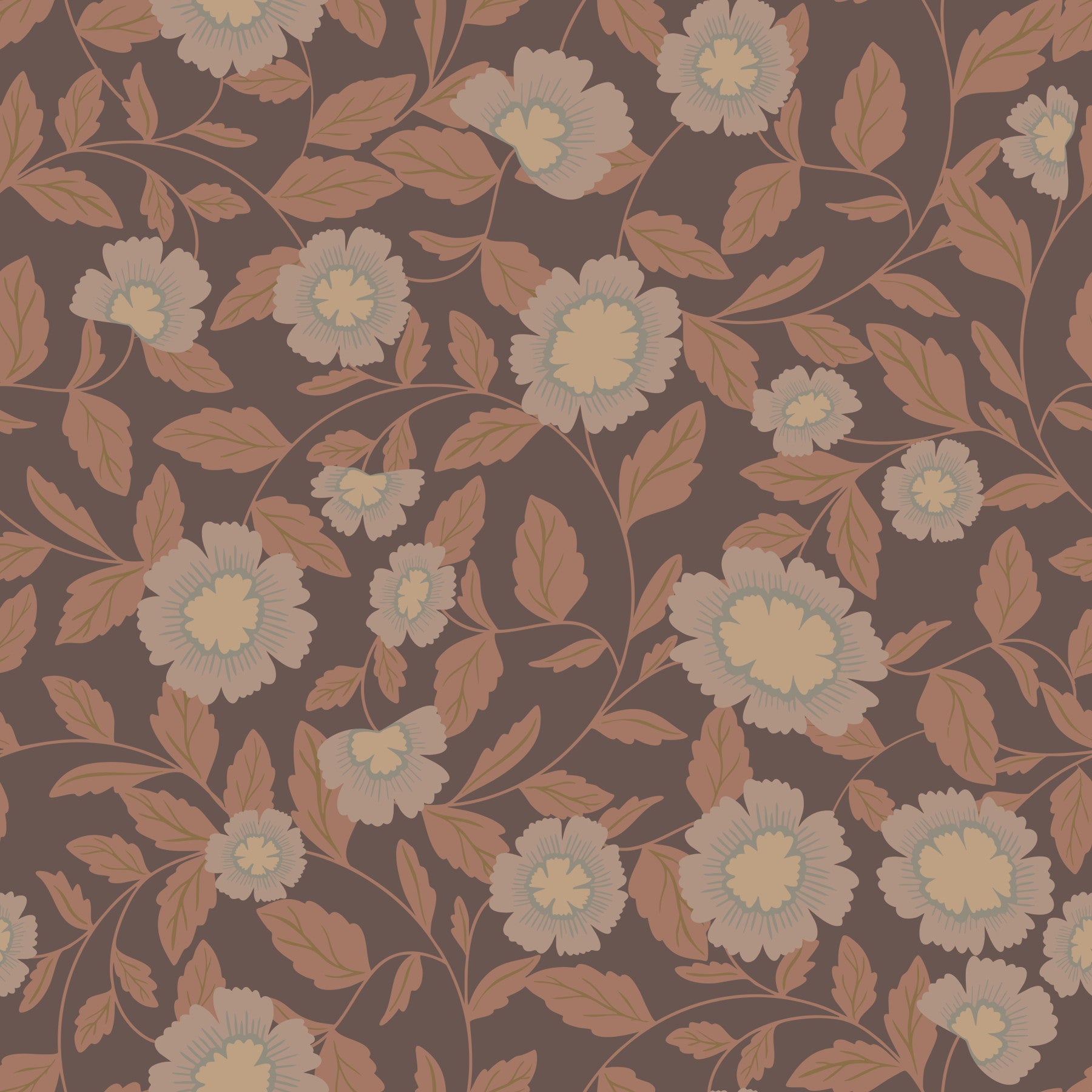 Earthy traditional Bloom Wallpaper⁠ in your room — zoomed