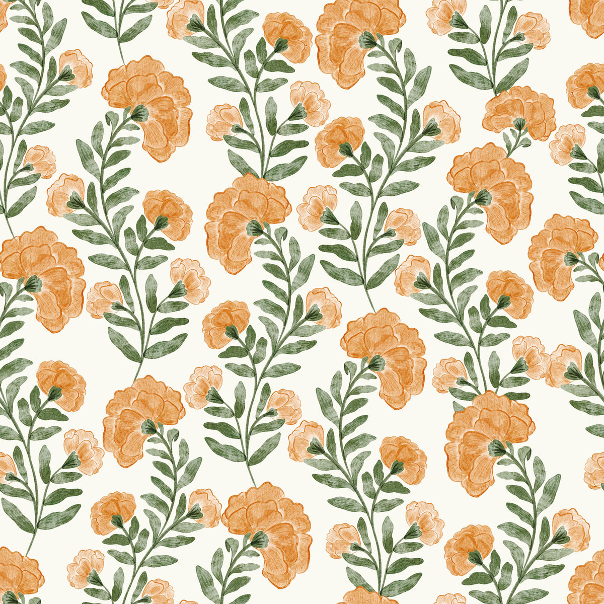Tangerine Bloom Trail Wallpaper⁠ in your room — zoomed