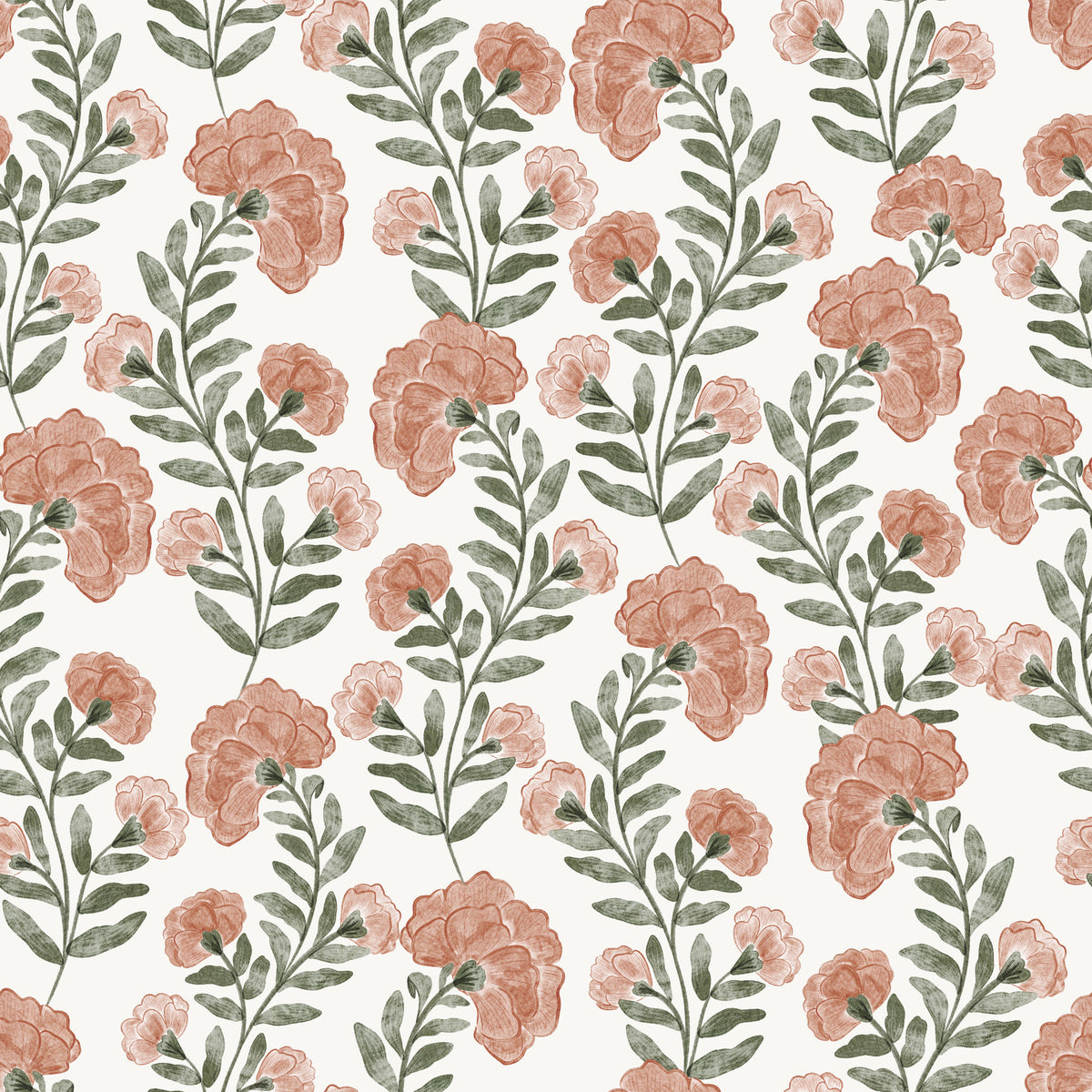 Vintage Trailing Bloom Wallpaper⁠ in your room