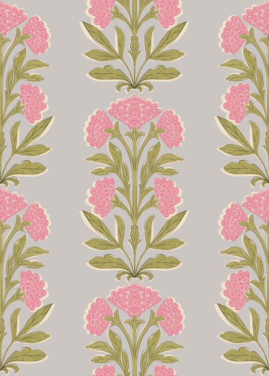 Pink Mughal Bloom Symmetry Wallpaper⁠
