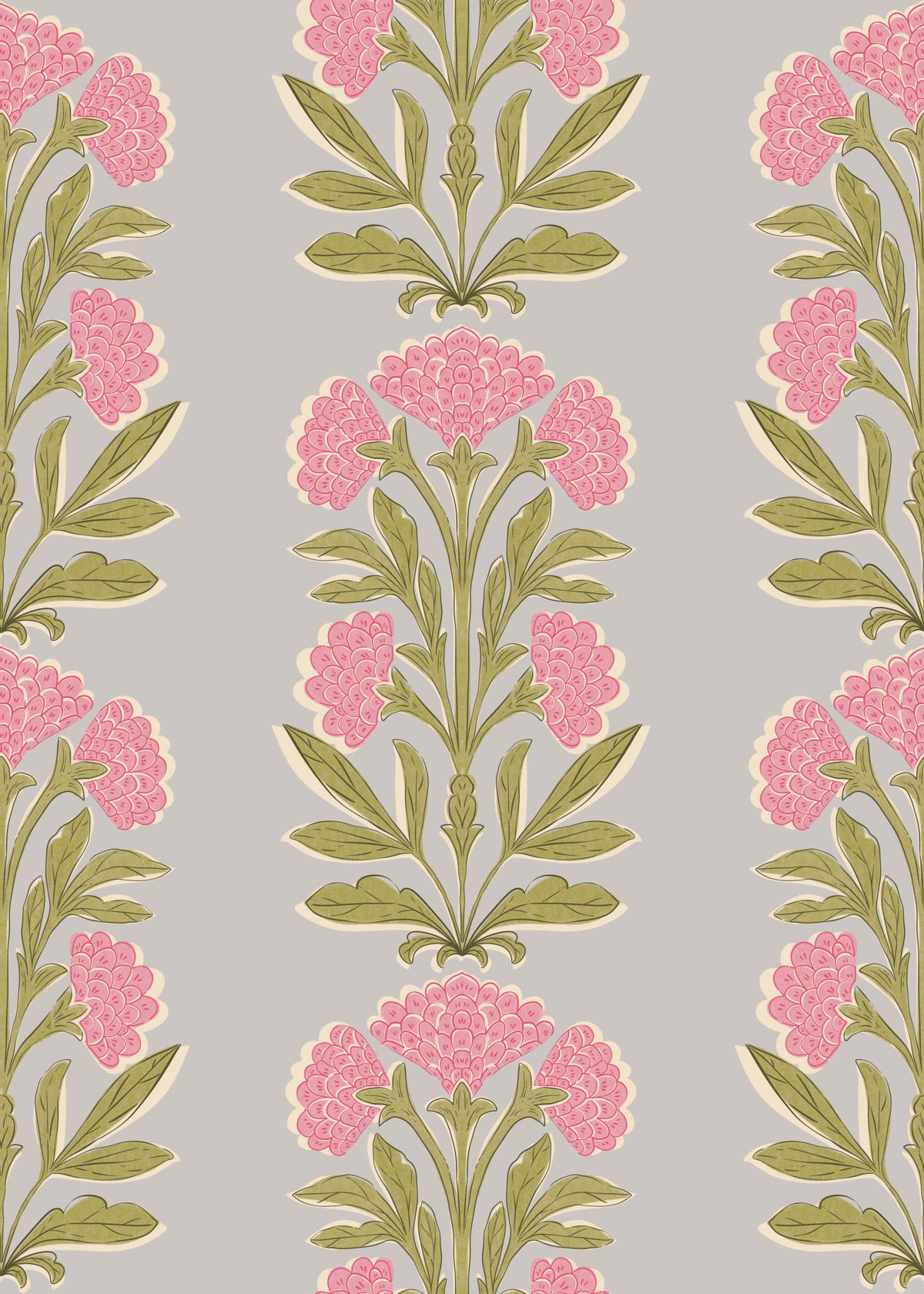 Pink Mughal Bloom Symmetry Wallpaper⁠ in your room — zoomed