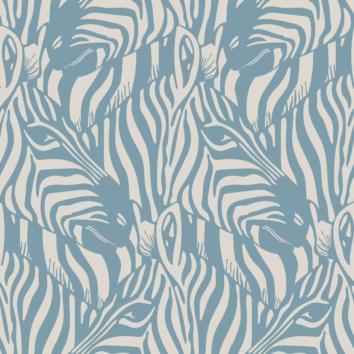 Zebra Herd Wild Animal Stripes Pastel Soft Blue Light Gray Wallpaper⁠ in your room