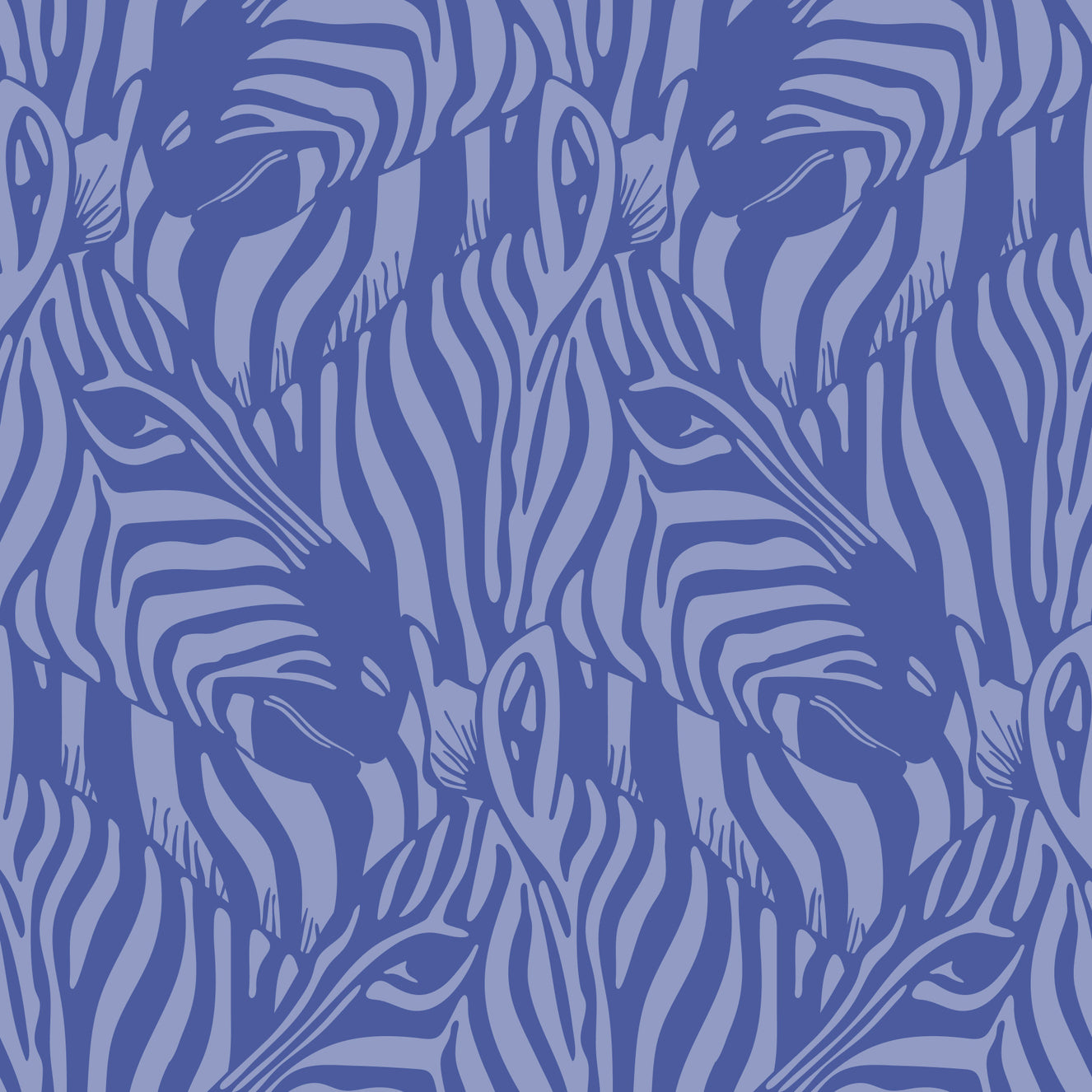 Zebra Herd Wild Animal Stripes Monochromatic Periwinkle Purple Lavender Wallpaper⁠