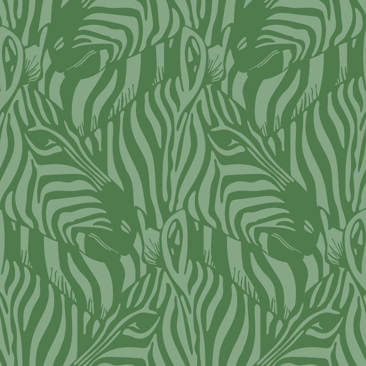 Zebra Herd Wild Animal Stripes Sage Green Pastel Green Wallpaper⁠ in your room — zoomed