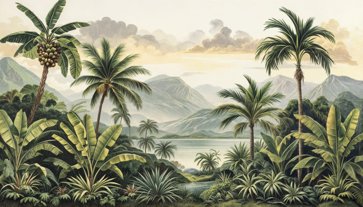 Tropical Mountain View Wall Mural in your room