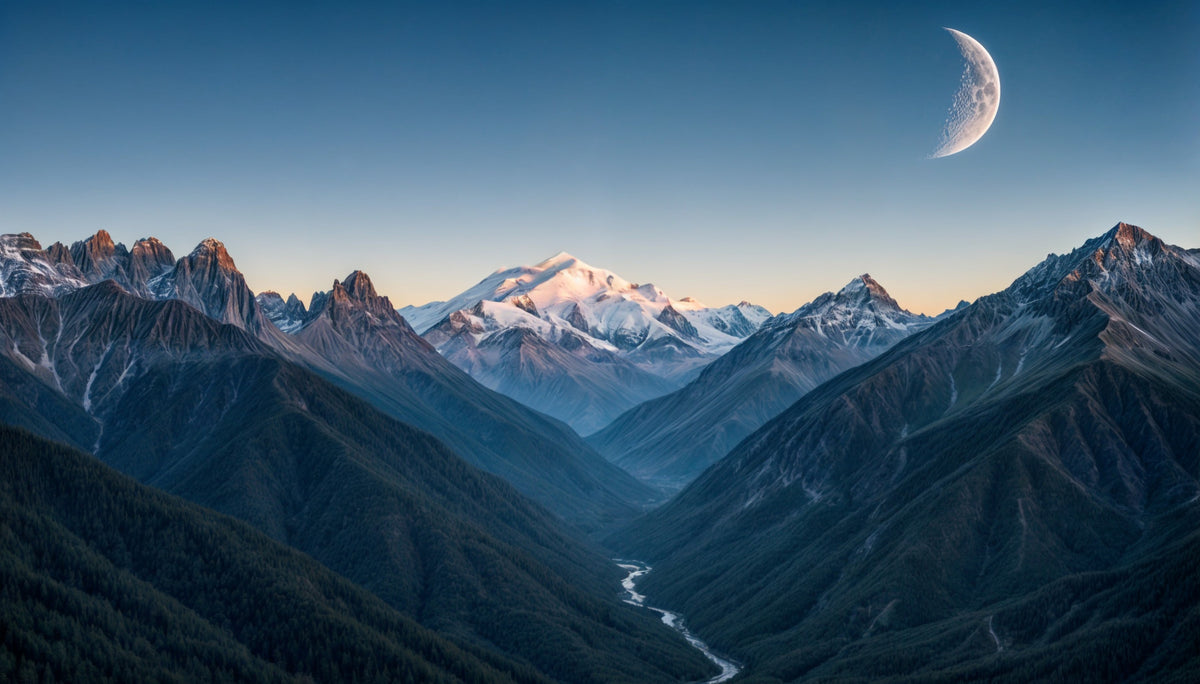 Moonlit Mountain Range Wall Mural in your room — zoomed
