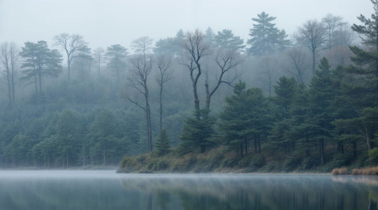 Misty Lake Forest Wall Mural