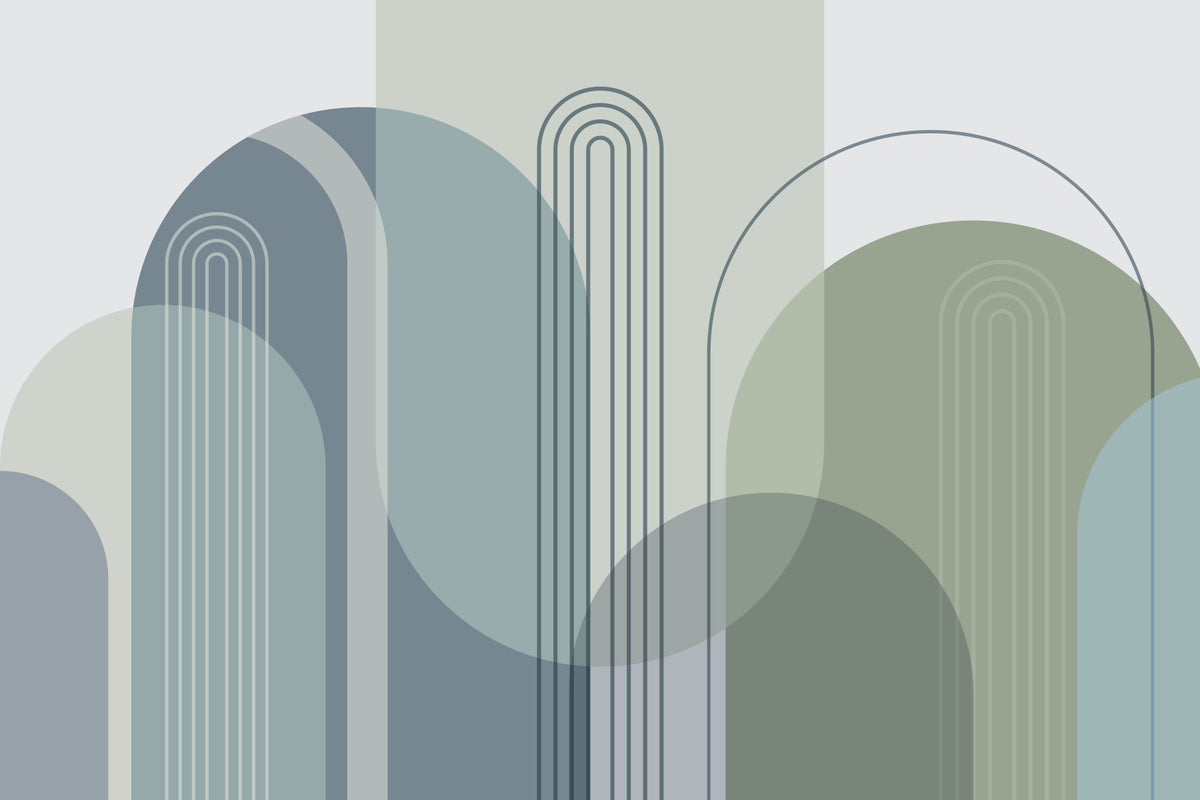 Mid Century Arches Serene Wall Mural in your room — zoomed