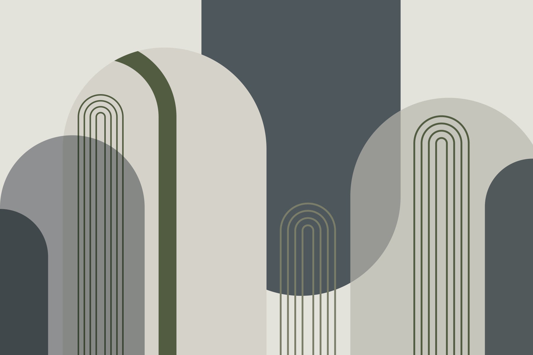 Gentle Mid Century Arches Wall Mural