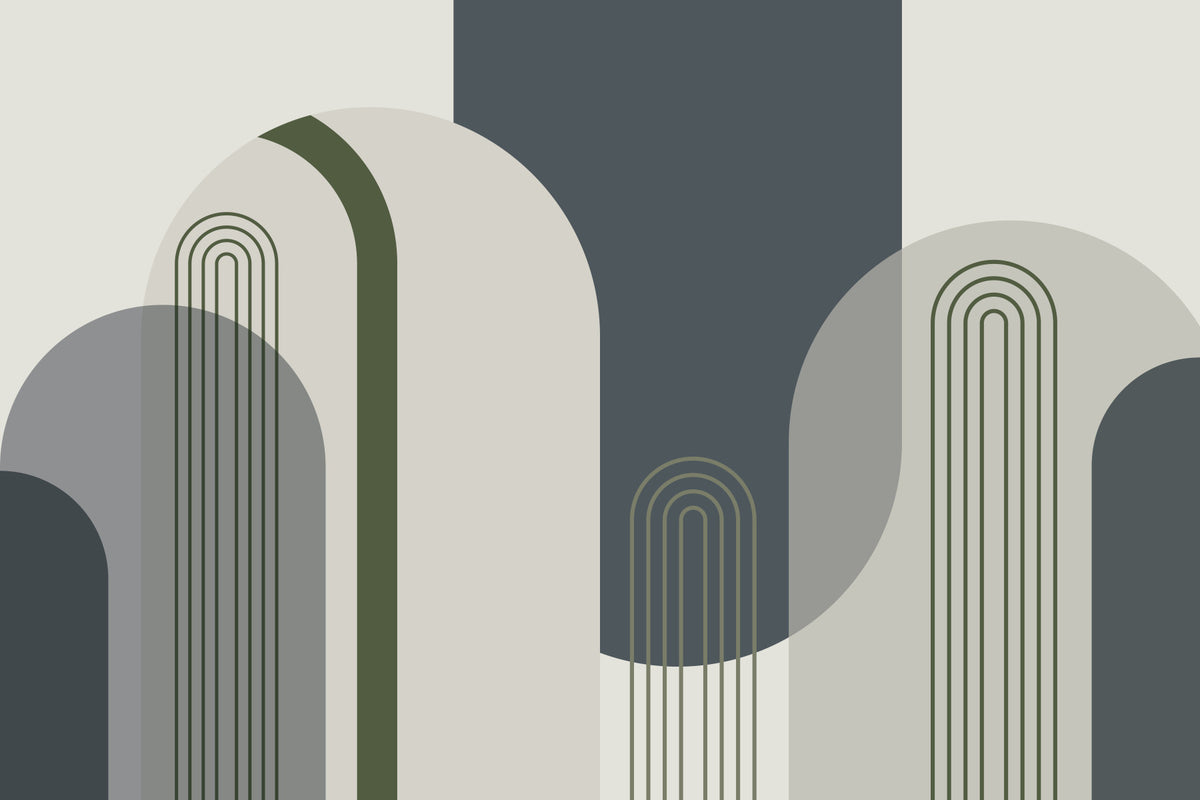 Gentle Mid Century Arches Wall Mural in your room — zoomed