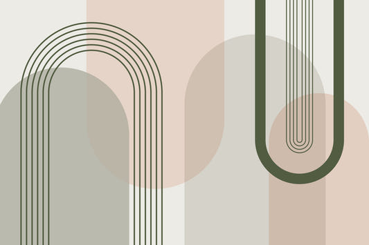 Modern Arches Pink and Green Wall Mural