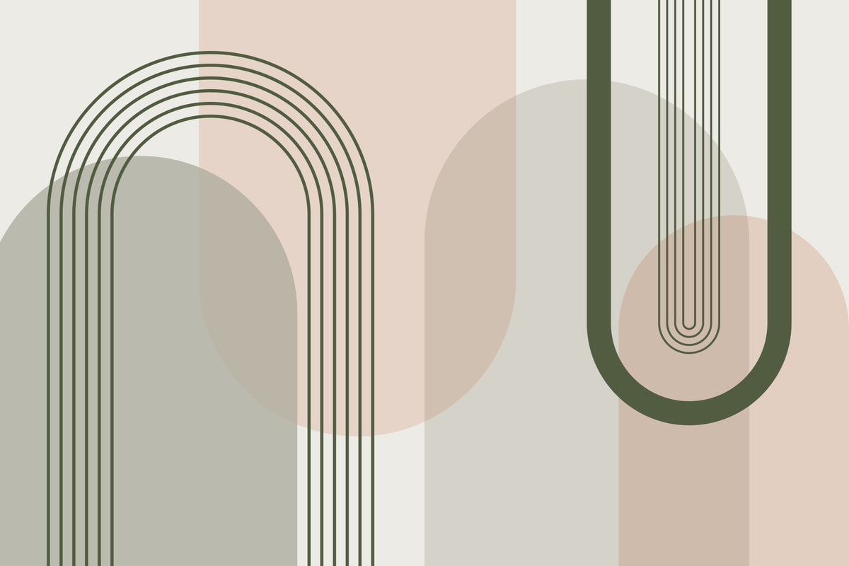 Modern Arches Pink and Green Wall Mural in your room — zoomed