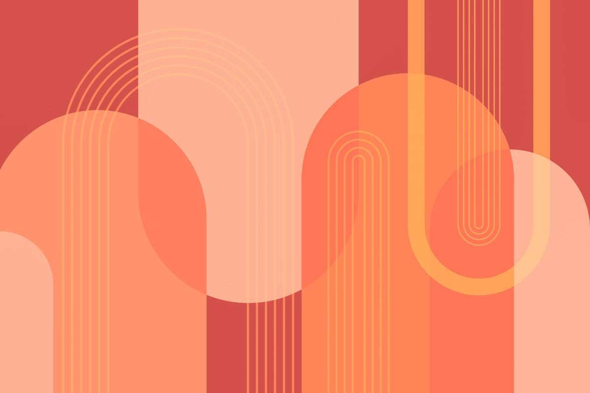 Retro Terracotta Arcs Wall Mural in your room — zoomed