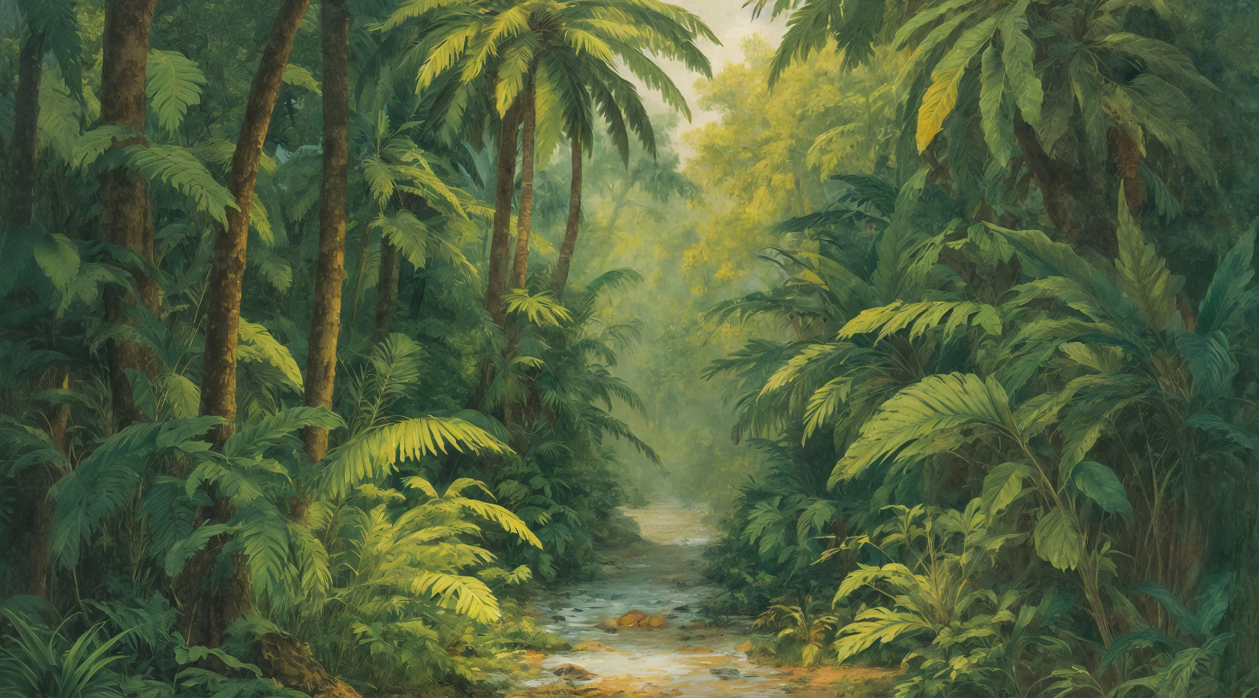 Emerald Jungle Stream Wall Mural