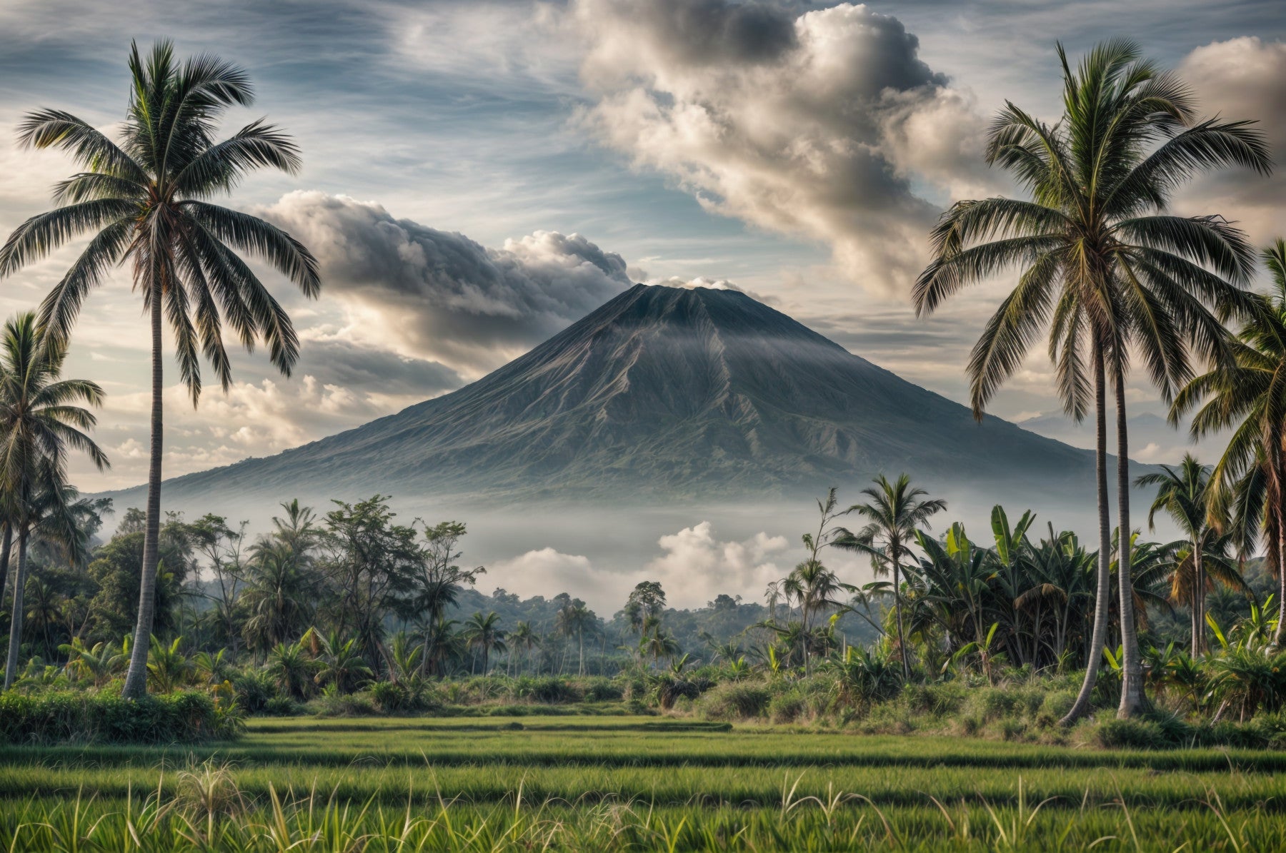 The colors are soft, muted tones of gray, blue, and green.

