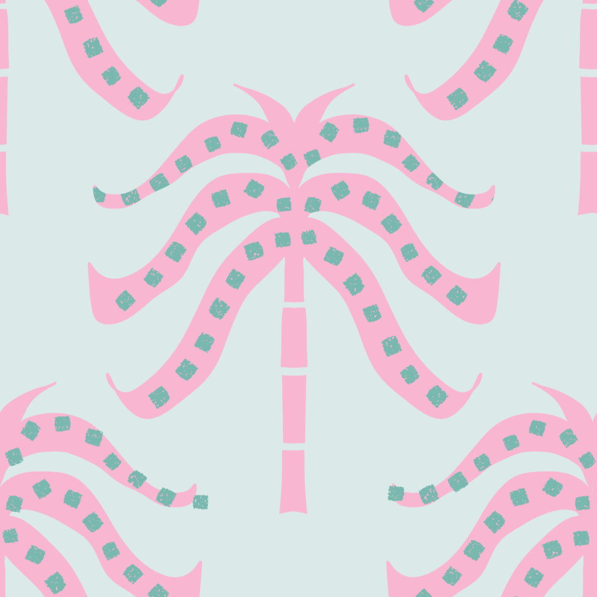 Pink Palms Baby Blue Wallpaper⁠