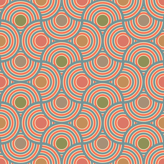 Scallop Art Deco Vintage Abstract Geometric Elegant Powder Blue Green Red Brown Beige  Wallpaper⁠