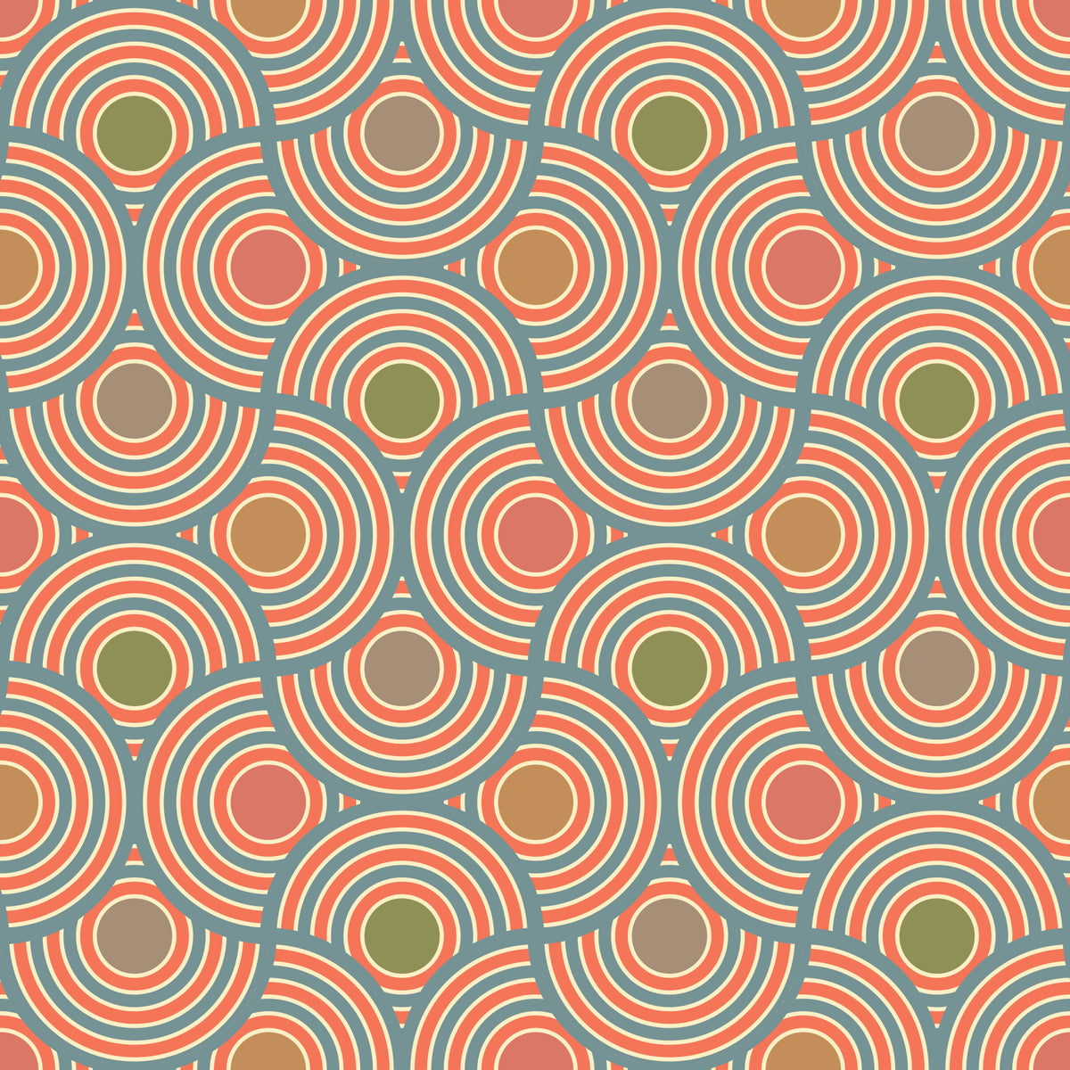 Scallop Art Deco Vintage Abstract Geometric Elegant Powder Blue Green Red Brown Beige  Wallpaper⁠ in your room