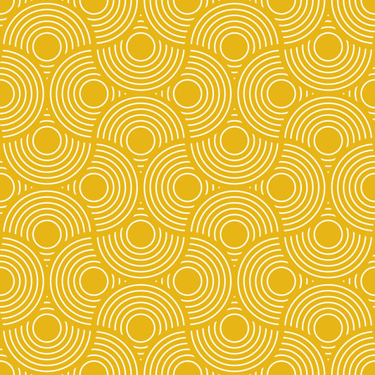 Scallop Art Deco Vintage Abstract Geometric Yellow Gold with White Wallpaper⁠