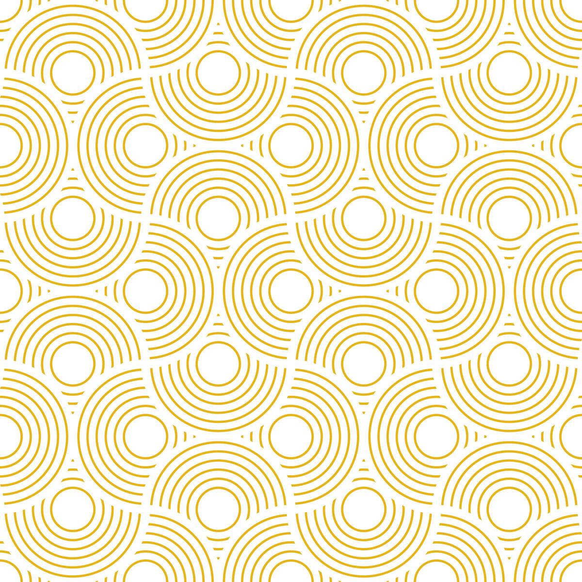 Scallop Art Deco Vintage Abstract Geometric White with Yellow Gold Wallpaper⁠ in your room