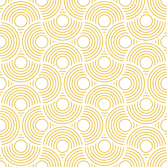 Scallop Art Deco Vintage Abstract Geometric White with Yellow Gold Wallpaper⁠