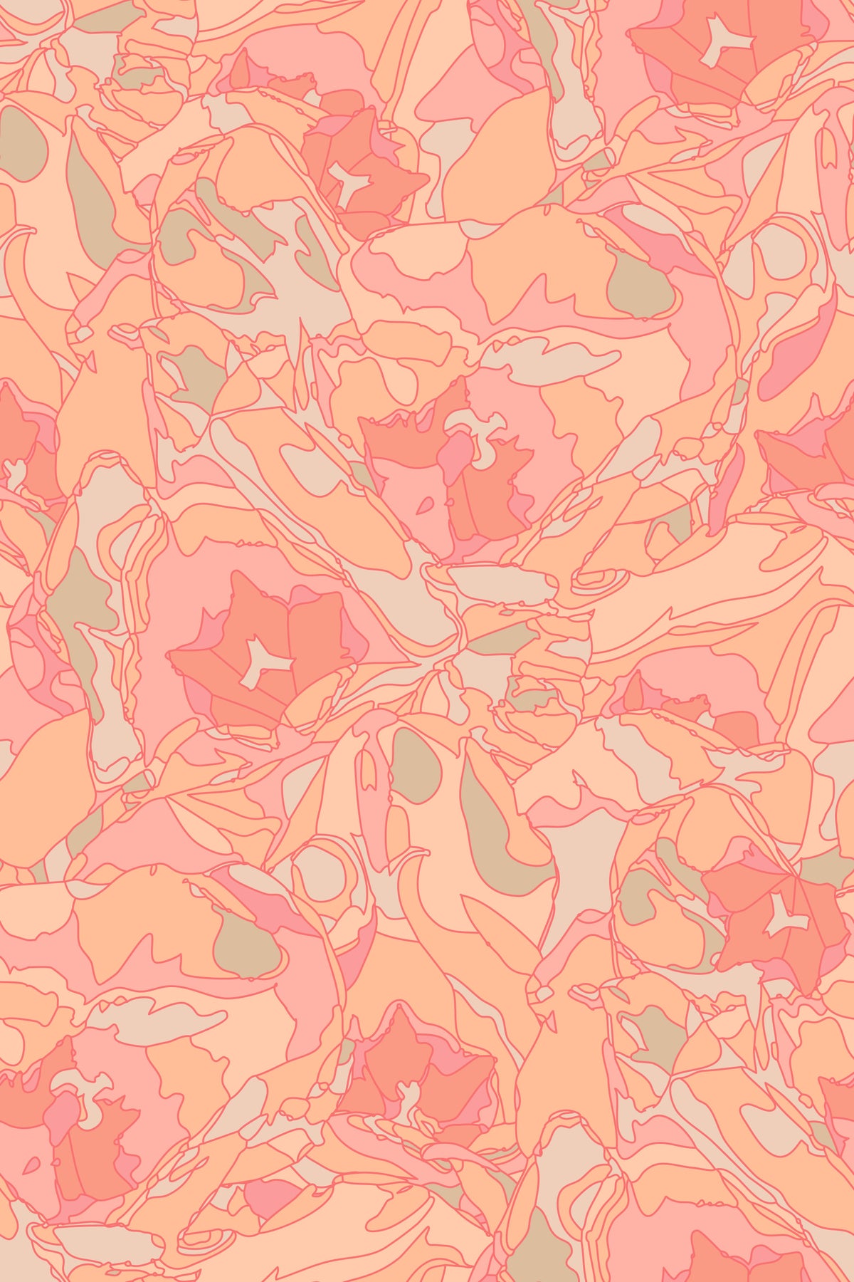 Tulip Dreams Abstract Retro Floral 1970s Vintage Peach Fuzz Pastel Orange Wallpaper⁠