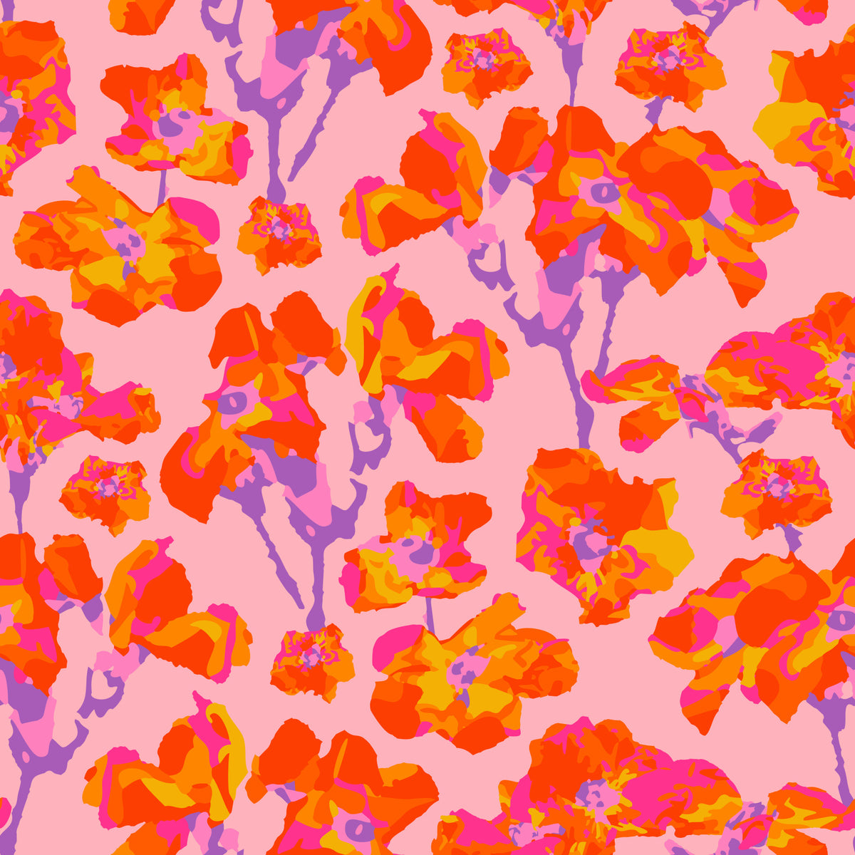 Wild Roses Abstract Floral Summer Bright Rose Garden Coral Orange Purple Blush  Wallpaper⁠ in your room — zoomed