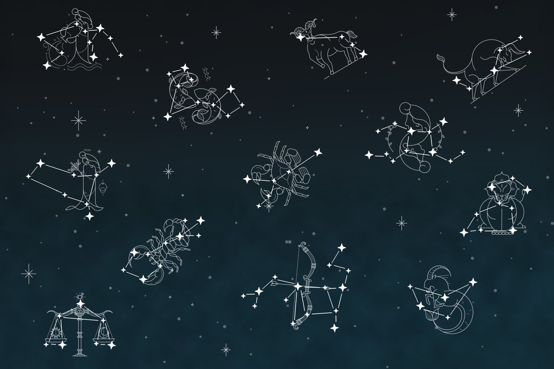 A wall mural of a peaceful celestial pattern.

