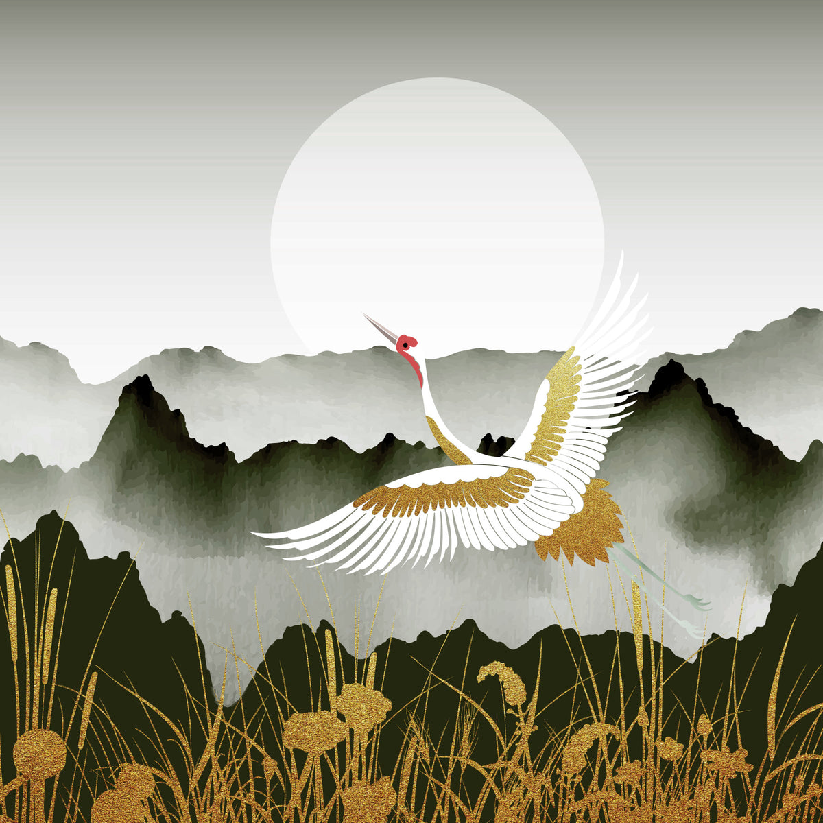 Crane's Golden Dawn Wall Mural in your room — zoomed