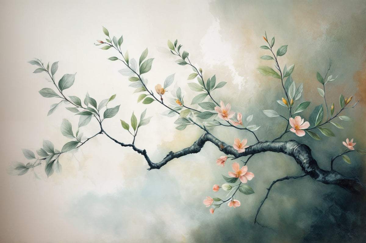 Serene Bloom Branch Wall Mural in your room — zoomed