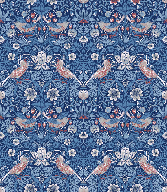 William Morris - The Strawberry Thief - Summer Blue  Wallpaper⁠