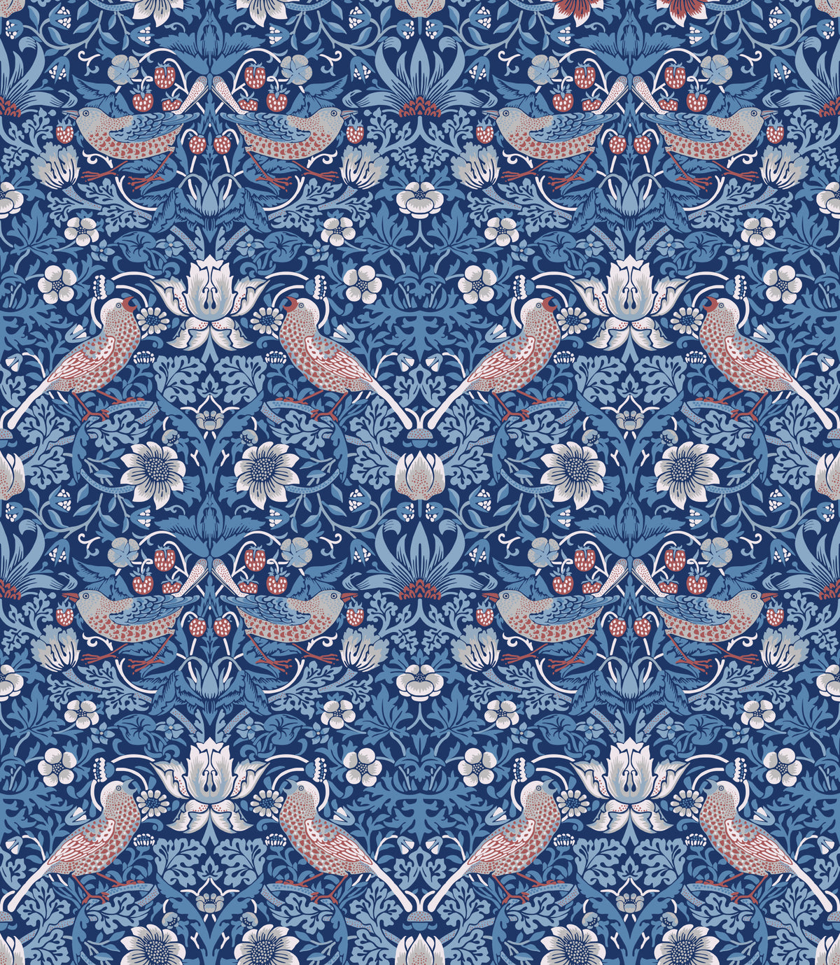 William Morris - The Strawberry Thief - Summer Blue  Wallpaper⁠