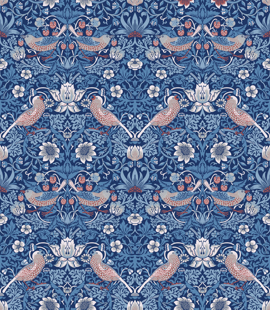 William Morris - The Strawberry Thief - Summer Blue  Wallpaper⁠