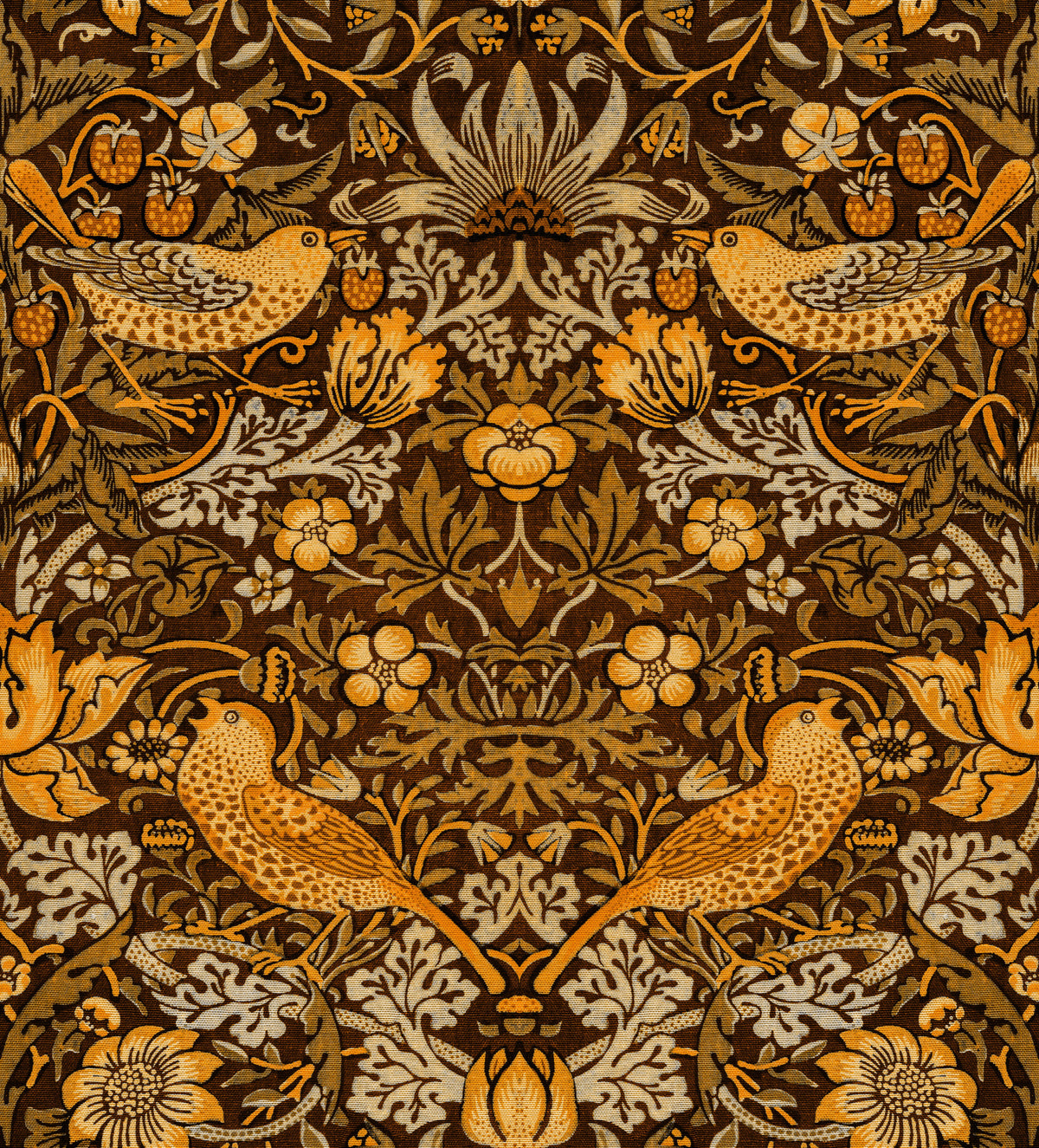 William Morris - The Strawberry Thief Wallpaper⁠  Brown Wallpaper⁠ in your room