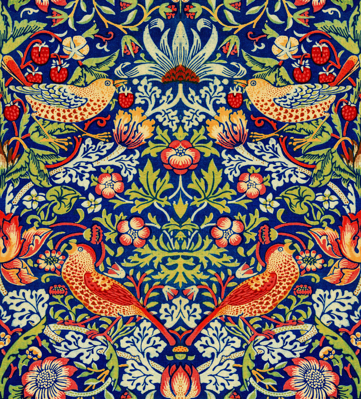 William Morris - The Strawberry Thief Wallpaper⁠ Moody Colors Wallpaper⁠ in your room — zoomed