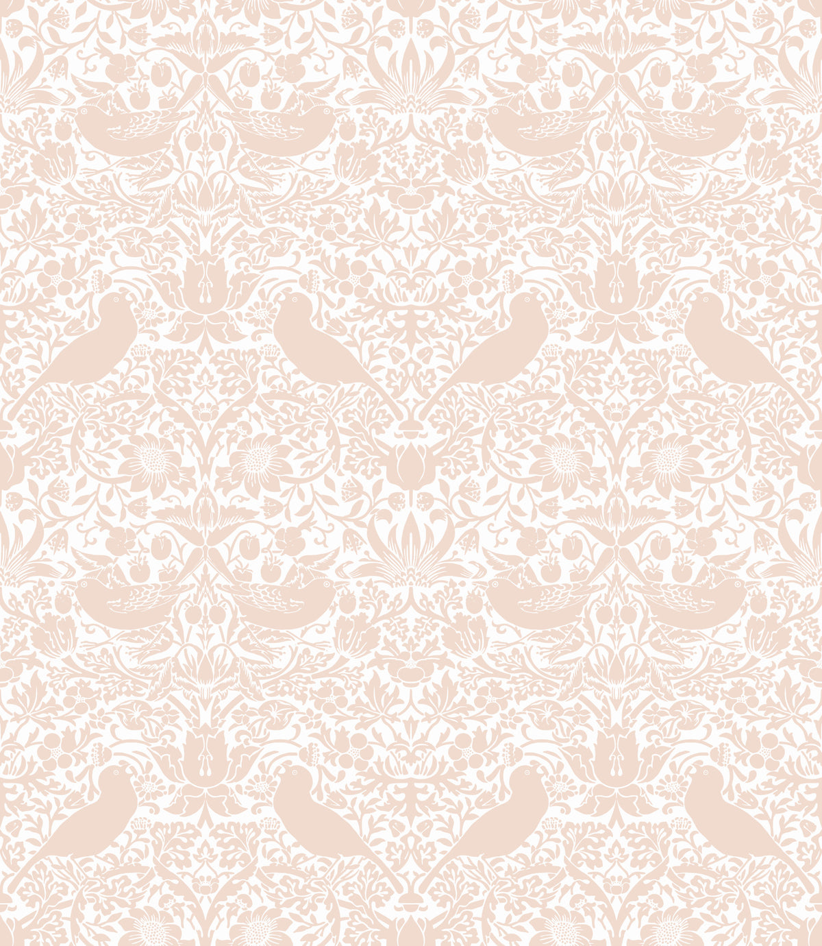 William Morris - The Strawberry Thief Pink White Wallpaper⁠ in your room — zoomed