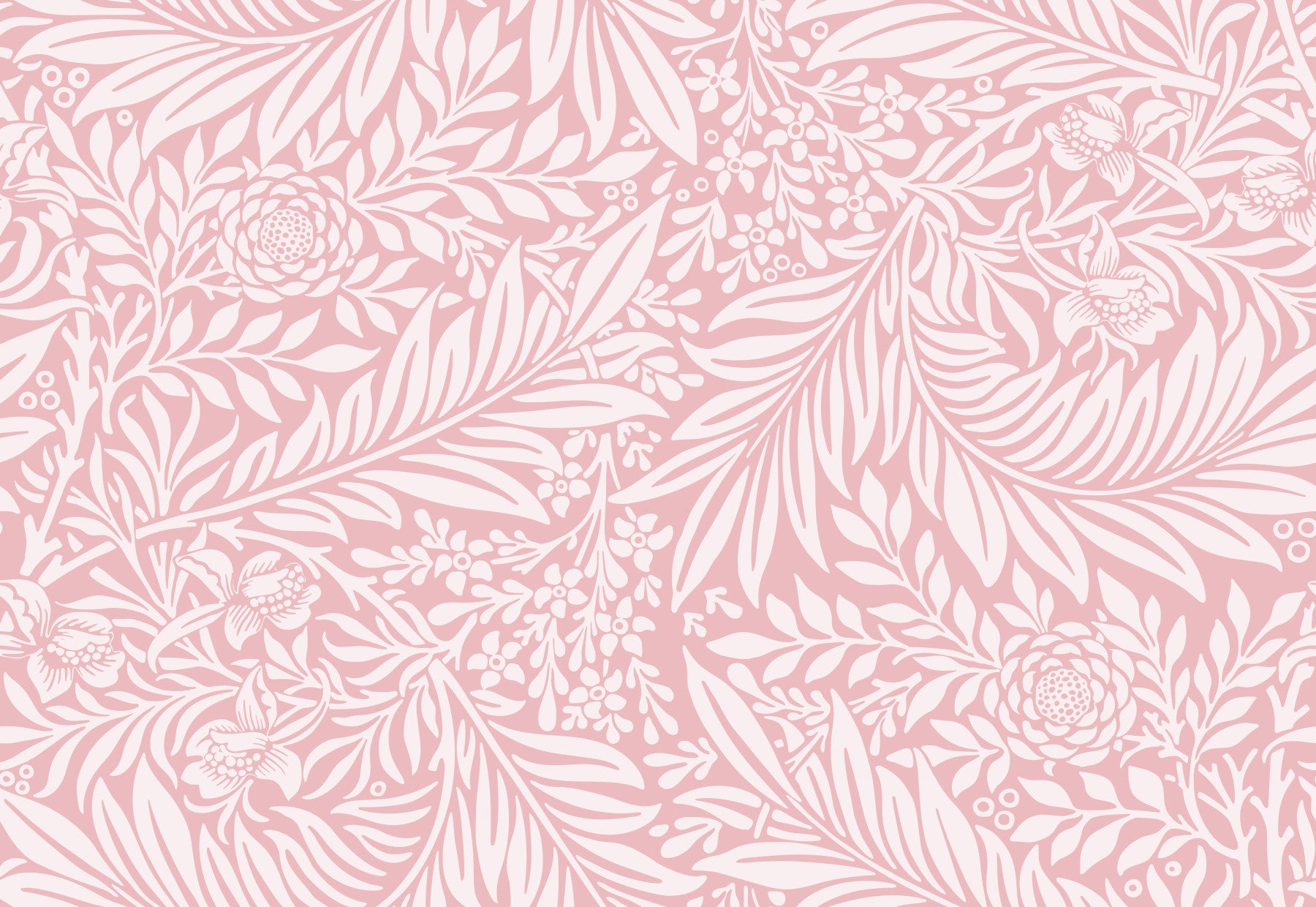 William Morris Larkspur Pink White Wallpaper⁠ in your room — zoomed