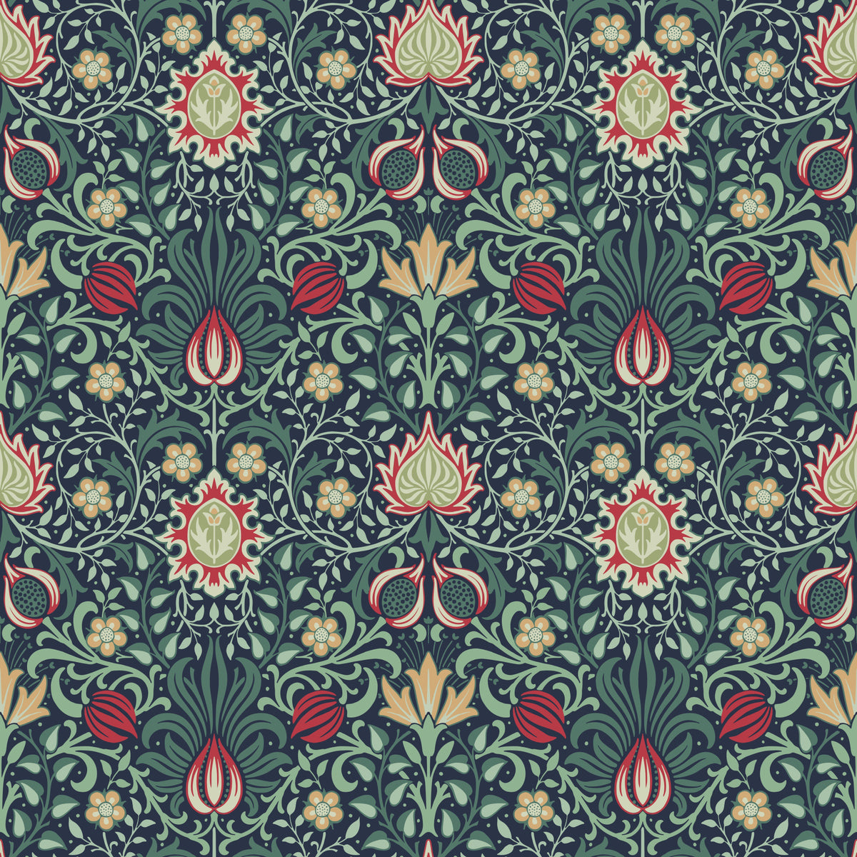 William Morris Persian  Wallpaper⁠ in your room — zoomed