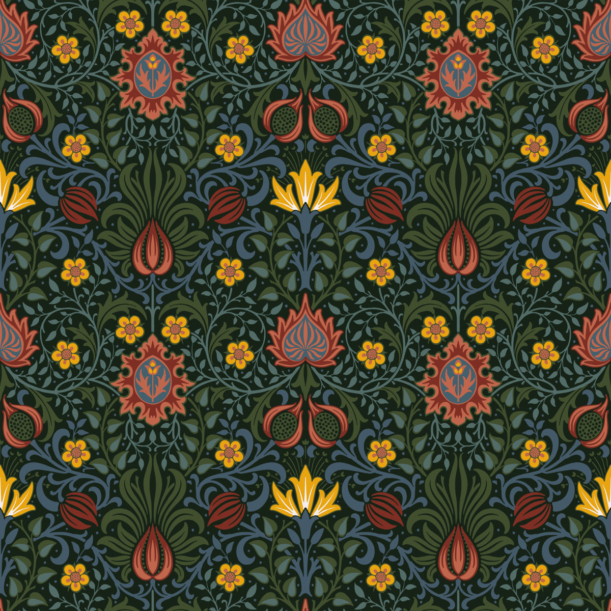 William Morris Persian - Dark Green Blue Wallpaper⁠ in your room
