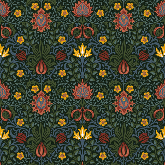 William Morris Persian - Dark Green Blue Wallpaper⁠