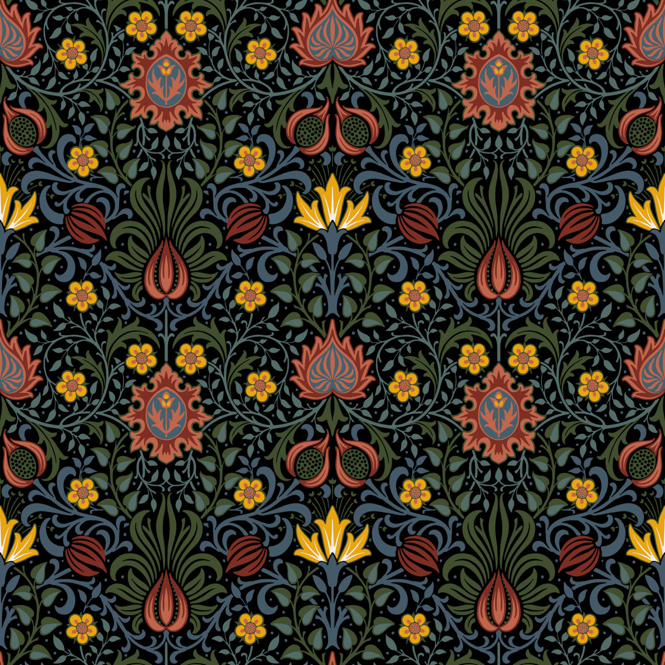 William Morris Persian  Dark Wallpaper⁠