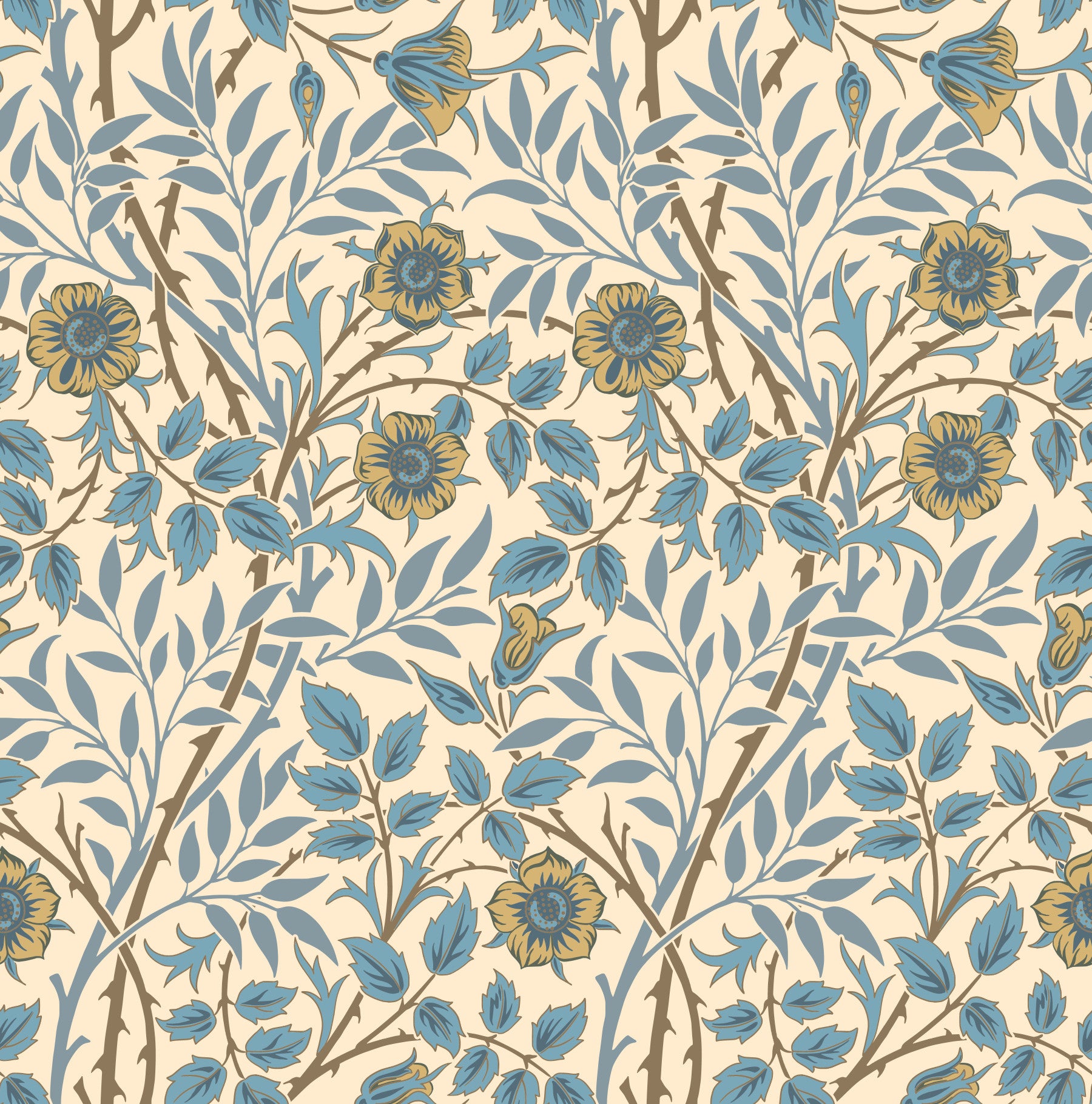 William Morris Sweet Briar Beige  Wallpaper⁠ in your room — zoomed
