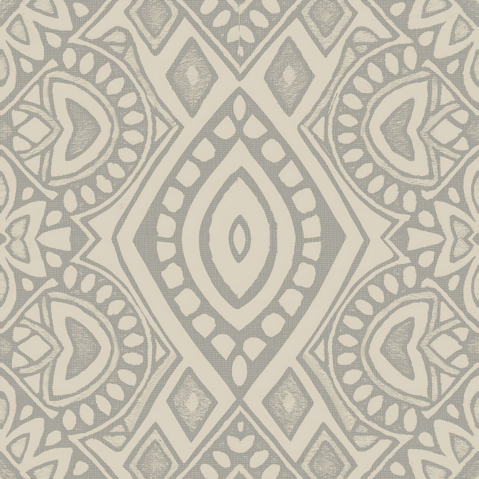 Boho Geometric Mosaic Neutral Grey and Beige Wallpaper⁠ in your room