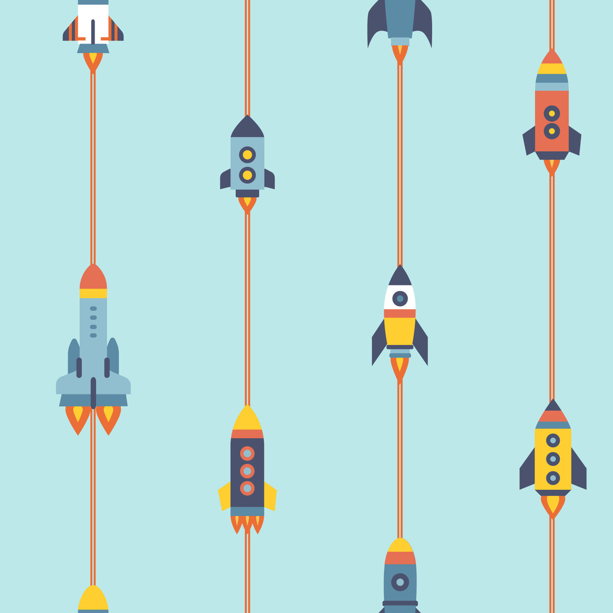 Mid-Century Modern Spaceships Rocket Space  Wallpaper⁠ in your room