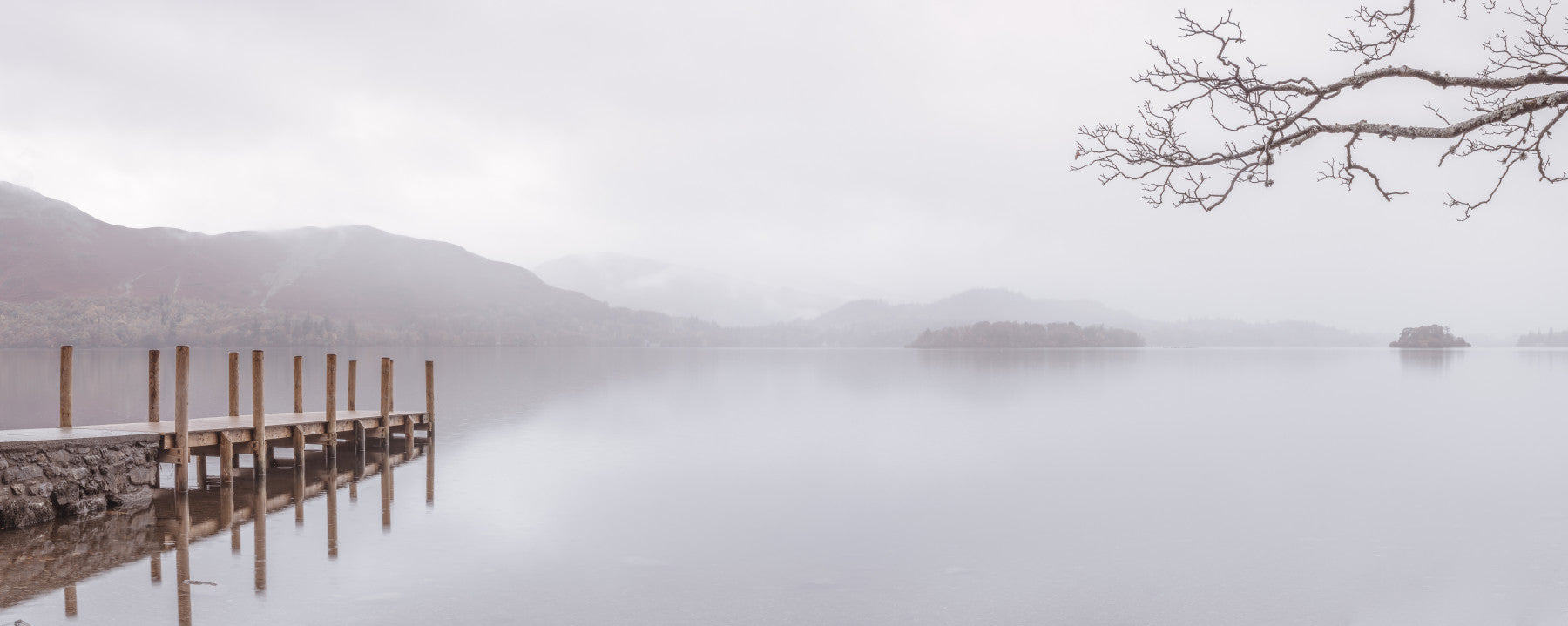 Misty Serenity Lake Wall Mural