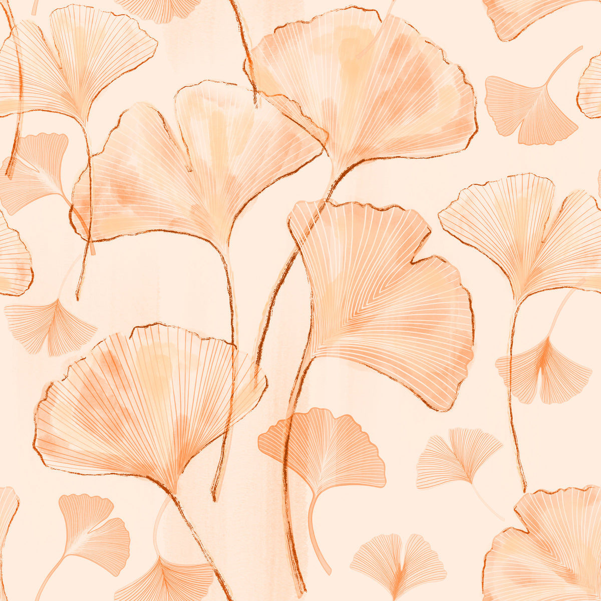 Serene Ginkgo in Peach Hues Wallpaper⁠ in your room