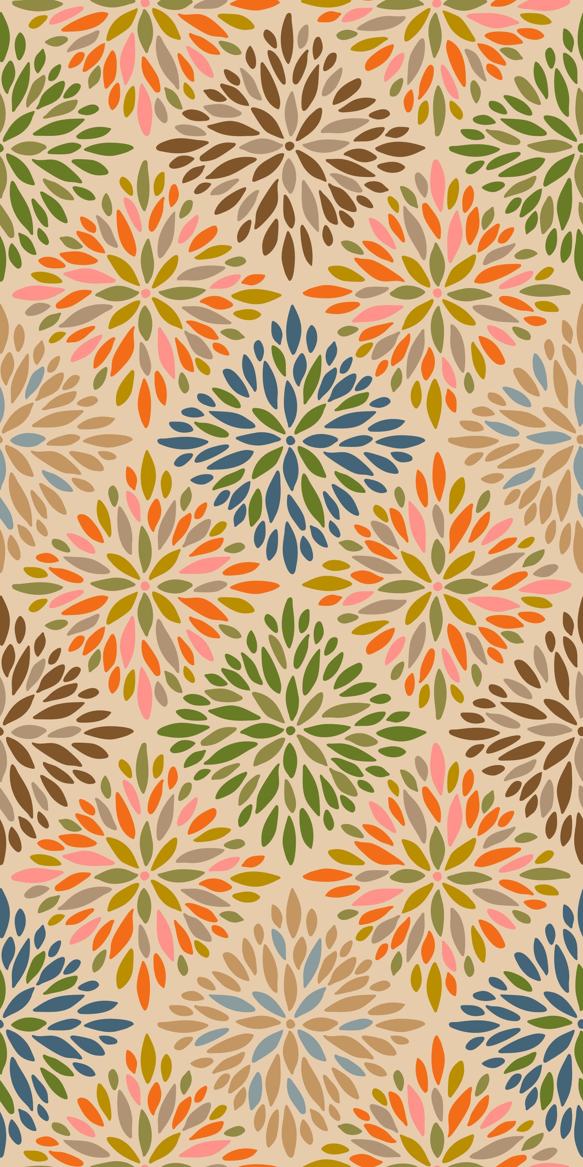 Dahlia Diamonds Bohemian Floral Damask Tiles Warm Earthy Desert Colors Wallpaper⁠ in your room